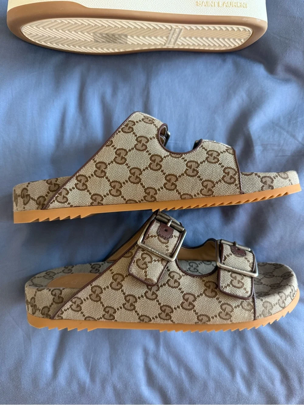 GUCCI Men's Sideline GG Canvas Slide Sandals